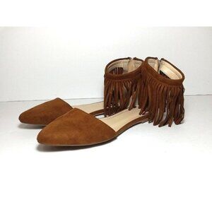 Charlotte Russe D'Orsay fringe flats 6 faux suede